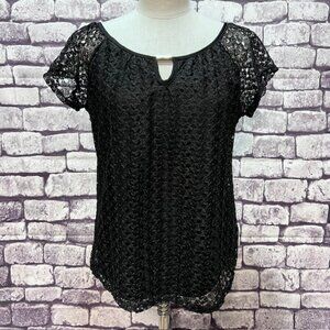 Rae Republic Black Lace Blouse Over Solid Lining Size L